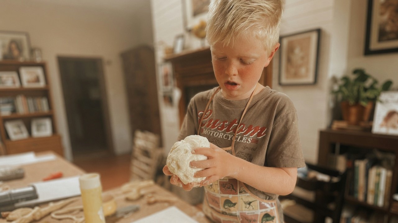 Harvey sculpting with clay at home during homeschool, An Absence Seizure Story